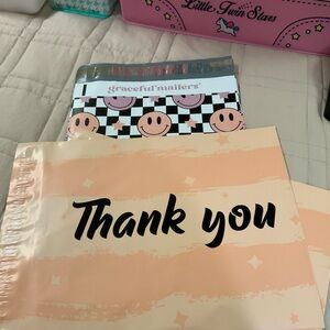 20 - Peach Thank You Mailers + Smily Face Poly Mailers